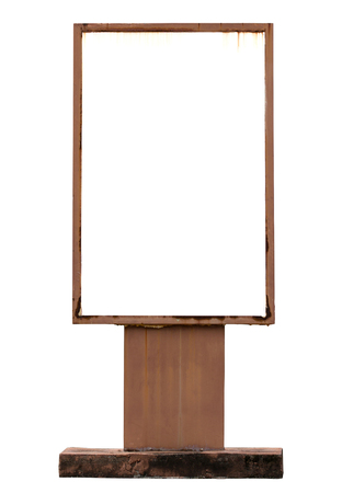 old signboard isolated on white with clipping pathの写真素材