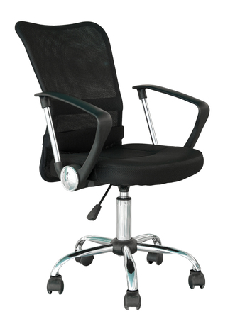 black office chair isolated on white with clipping pathの写真素材