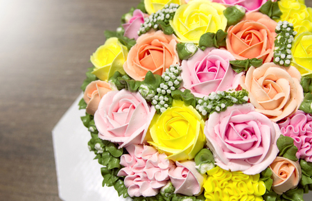 birthday cake with flowersの写真素材