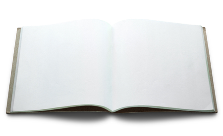 blank open book isolated on white backgroundの写真素材