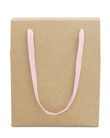 brown paper package bag isolated on white with clipping pathの写真素材