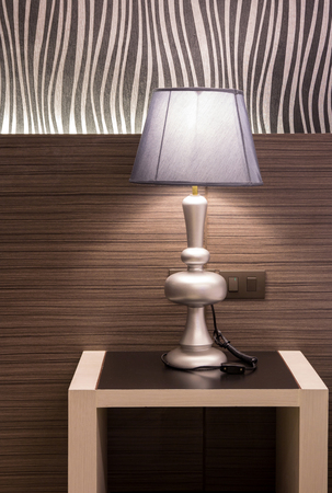 table lamp on bedroomの写真素材