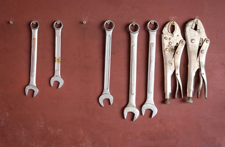 Tool set of wrench and pliersの写真素材