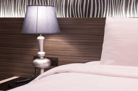 table lamp on bedroomの写真素材