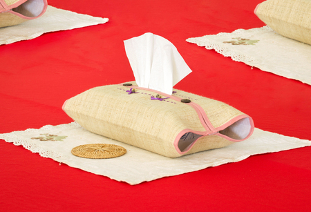 tissue box on the tableの写真素材
