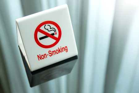 no smoking sign on table in the bedroomの写真素材