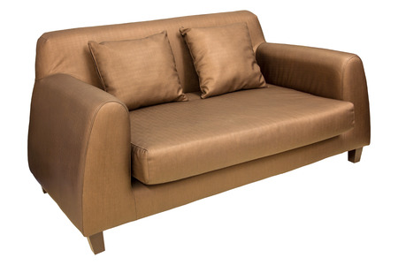 sofa furniture with pillow isolated on white with clipping pathの写真素材