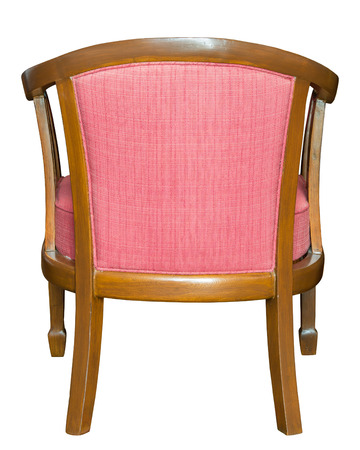 back view of fabric chair isolated on white with clipping pathの写真素材