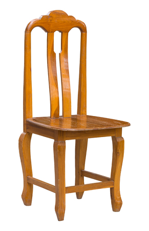 wooden chair isolated on white with clipping pathの写真素材