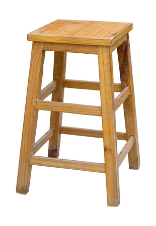 wooden chair isolated on whiteの写真素材