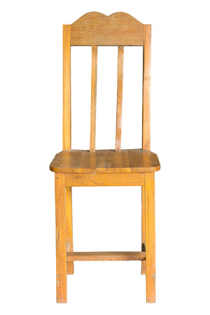 front view of wooden chair isolated on white with clipping pathの写真素材