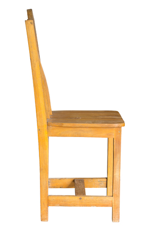wooden chair isolated on white with clipping pathの写真素材