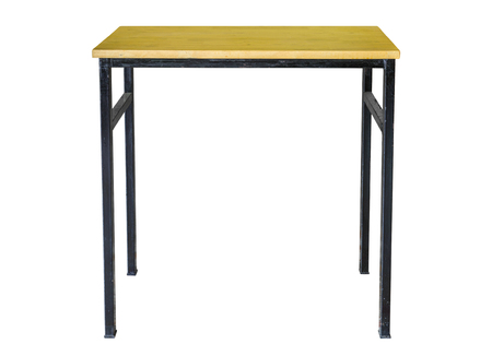 front view of wooden table isolated on white with clipping pathの写真素材