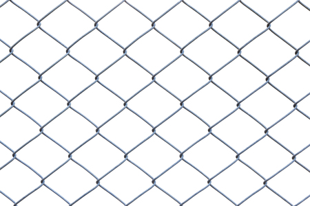Metal wire fence or cage on white backgroundの写真素材
