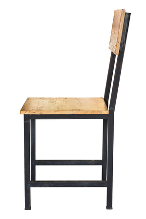 wooden chair isolated on white with clipping pathの写真素材