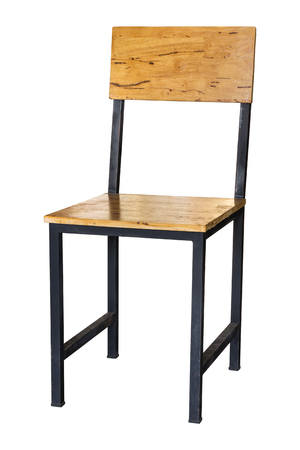 wooden chair isolated on white with clipping pathの写真素材