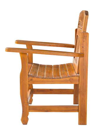 antique wooden chair isolated on white with clipping pathの写真素材