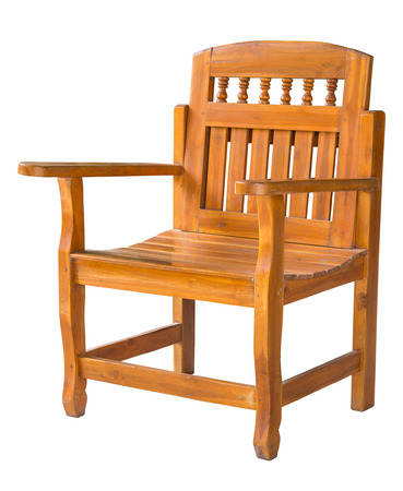 antique wooden chair isolated on white with clipping pathの写真素材