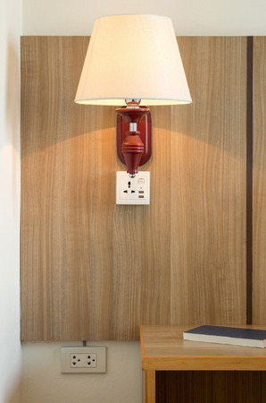 lamp light and bedside tableの写真素材