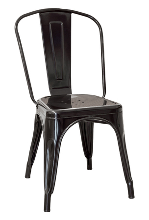 black metal chair isolated on whiteの写真素材