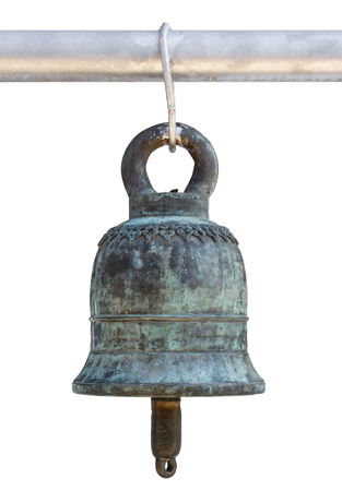 Old bell isolated on white backgroundの写真素材
