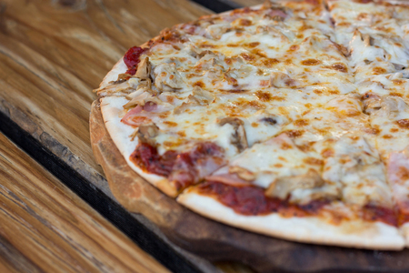Pizza with Ham and Mushroomの写真素材