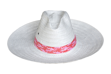 white straw hat isolated on white backgroundの写真素材