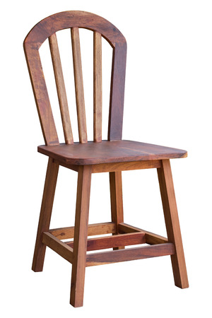old wooden chair isolated on white with clipping pathの写真素材