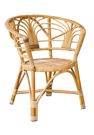 wicker chairs isolated on white with clipping pathの写真素材