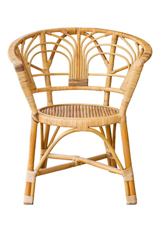 front view of wicker chairs isolated on white with clipping pathの写真素材