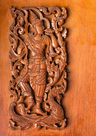pattern of traditional thai style carved on wood backgroundのeditorial素材