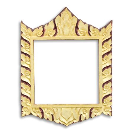 frame with thai style pattern isolated on white background, in thailand templeの写真素材