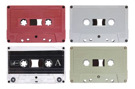 Set of Cassette Tape Isolated on White with Clipping Pathの写真素材