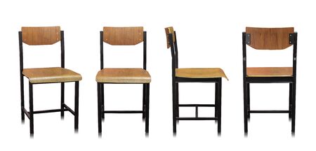 Set of Wooden Chair Isolated on White Backgroundの写真素材