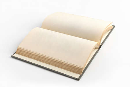 open old book on white background for mockup blank templateの写真素材