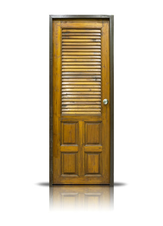 wooden door isolated on white backgroundの写真素材