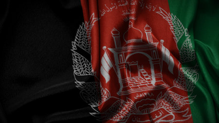 3d illustration flag of Afghanistan. Close up waving flag of Afghanistan.の写真素材