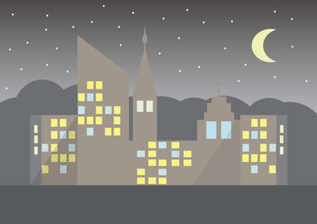 Night city vector illustration.のイラスト素材