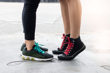 Couple man and woman legs during a date