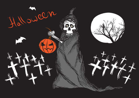 Death with pumpkinのイラスト素材