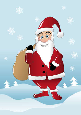 Santa Claus with bag full with giftsのイラスト素材