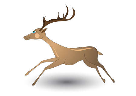 Christmas running deer illustration. Fully editable. No flatten transparency. No meshes.のイラスト素材