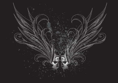 Skulls with wings  illustration のイラスト素材