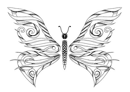Butterfly tattoo illustration. のイラスト素材