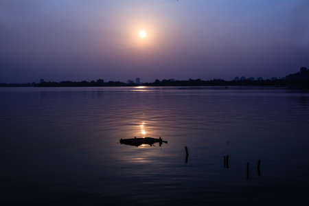 Sunset on the West lakeの写真素材