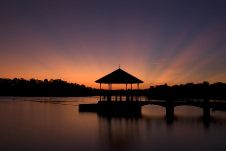 Lower Pierce Reservoir Sunset Singaporeの写真素材