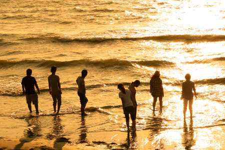 young people on the beachの写真素材