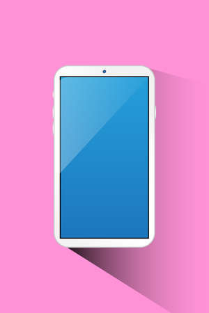 White smartphone vector, blue screen in pink background.のイラスト素材