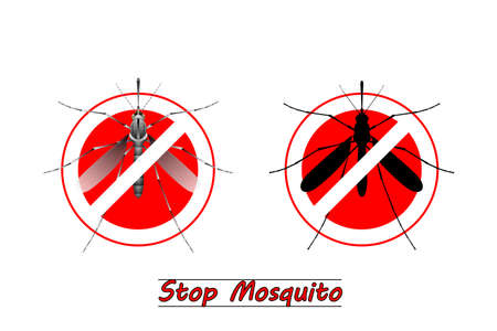 Stop mosquito logo vector on white background. For graphic designのイラスト素材