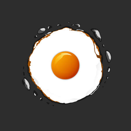 Fried Egg on the Pan and also there are oil on it.Be vector for graphic design, art work.のイラスト素材
